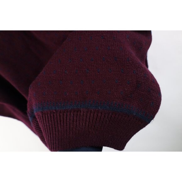 Vintage 90s Streetwear Mens XL Polka Dot Knit Crewneck Sweater Dark Purple - Picture 6 of 9